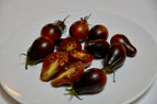 Semillas de tomate Blue Keyes • Cereza tipo pera, color antocianina oscuro • Polinización abierta • Variedad moderna